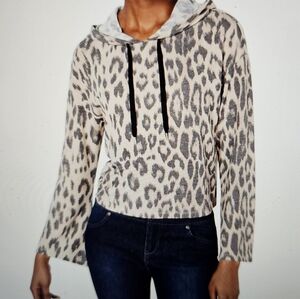 Bar III Leopard Print Women's Hoodie size L